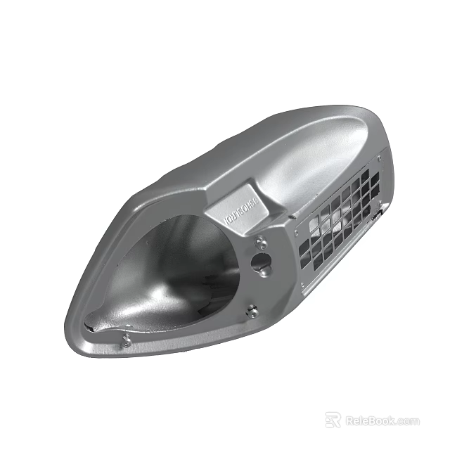 Silver Metal Component Casing With Mesh Design And Screw Holes 3d model 