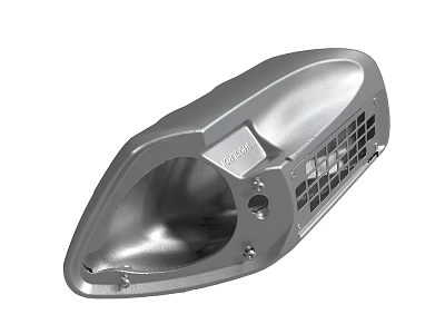 Silver Metal Component Casing With Mesh Design And Screw Holes 3d model