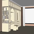 Elegant White Modern Wardrobe With Arched Doors Dressing Table And Drawers 3d model