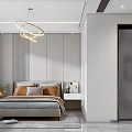 Modern Living and Dining Room Interior With Circular Chandelier Wall Light Sofa and Coffee Table