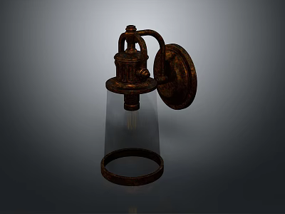 Vintage Metal Wall Lamp Combination With Glass Shade And Classic Retro Design 3d model