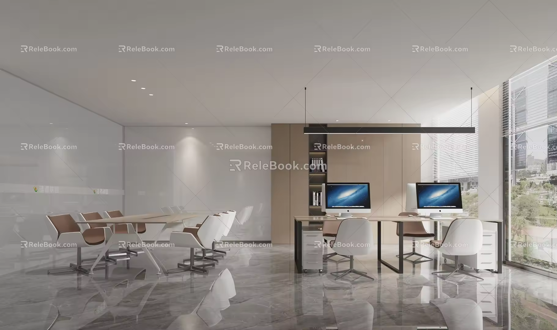 Open Office Meeting Room Open 3d model