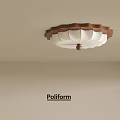 Poliform Modern Interior Ceiling Light With Elegant Wooden Trim And White Shade Design 3d model