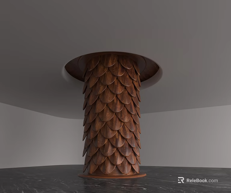 Elegant Brown Column With Layered Scaled Texture In Modern Interior Space 3d model 