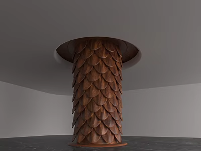 Elegant Brown Column With Layered Scaled Texture In Modern Interior Space 3d model