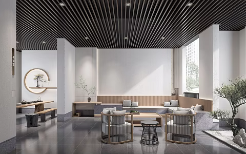 New Chinese Reception Area Courtyard 3d model