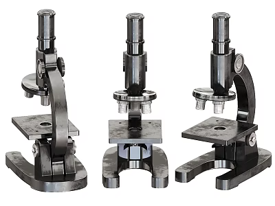 Three Industrial Microscopes With Different Models And Precision Design For Laboratory Use 3d model