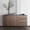 Modern Wooden Entryway Cabinet Sideboard With Drawers Doors Vase Books And Decorative Items