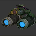 Commercial Equipment With Binocular Design Blue Glowing Lenses And Yellow Control Knob