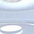 Modern Minimalist Interior Design With Circular Ceiling Chandelier And Illuminated Lines