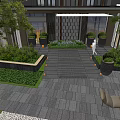 Landscape of residential area of unit entrance door 3d model