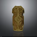 Ancient Golden Decorative Weapon With Intricate Carved Patterns And Traditional Design