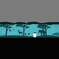 Light Blue Backdrop With Natural Themed Silhouette Display Of Animals Trees And Interactive Kiosk