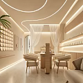 Modern Beauty Salon Interior With Soft Lighting Comfortable Chairs And Green Plants