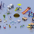 Playground Equipment Including Slides Climbing Frames Swings Playhouses Sandpits And Trampolines