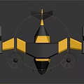 Yellow And Black Space Aerial Vehicle With Propellers And Engines For Exploration