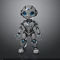 Modern Silver Robot With Blue Eyes And Metallic Accents On Joints