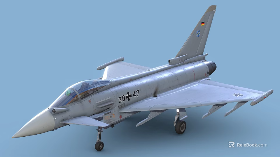 German Military Fighter Jet 30 47 Featuring Cockpit Wings and Landing Gear 3d model 