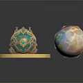 Elegant Home Decorative Spherical Ornaments With Phoenix Pattern Ceramic Tray And Colorful Glaze