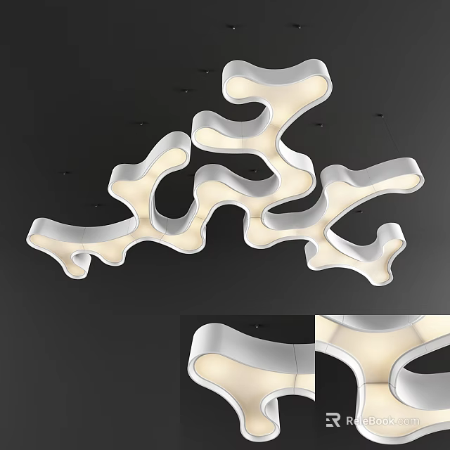 Unique Modern Irregular Chandelier With Curved Abstract Design For Interior Lighting 3d model 