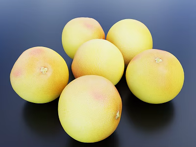 Fresh Ripe Vibrant Grapefruits with Yellow and Pink Spots on Black Surface 3d model