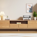 Nordic Log Living Room TV Cabinet Combination Oak Storage Cabinet Living Room Floor Cabinet 3d model