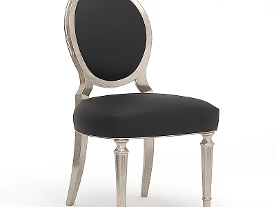 Modern Black Upholstered Stool With Silver Metal Frame And Carved Legs Design 3d model