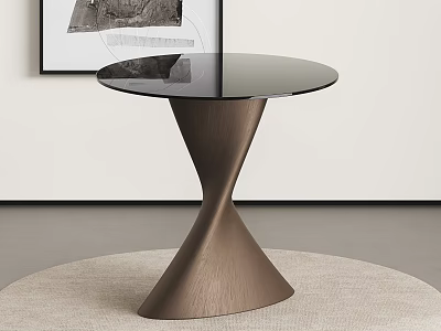 Round Glass Top Dining Table With Twisted Metal Base In Modern Interior Design 3d model