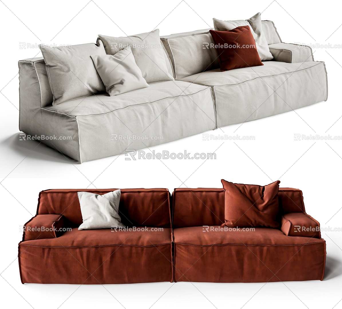 Baxter Damascus double sofa 3d model