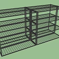 Metal Grid Display Shelves With Multiple Layers And Open Design Structure