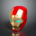 Iron Man Helmet With Red And Gold Finish And Blue Glowing Eyes In 3D Render