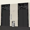 Modern Elevators In Lobby With Marble Walls And 1F Floor Indicator 3d model