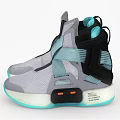 Gray And Light Blue High Top Shoes With Mesh Upper Straps And Light Blue Sole