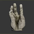Artistic Human Hand Organ Sculpture With Visible Hair Textures And Smooth Gray Surface