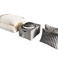 Stylish Home Cushions And Storage Box With Houndstooth And Striped Patterns 3d model