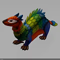 Vibrant Mythical Creature With Feathered Spine Multicolored Scales And Clawed Limbs