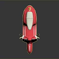 Pink Retro Scooter With White Seat And Black Wheels On Dark Background