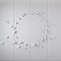 Elegant Wall Decor Featuring Circular Mirror With Golden Swallows On Gray Wall 3d model