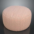 Round Ottoman With Light Pink Woven Texture For Modern Living Room Seating