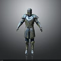Detailed Medieval Knight Armor With Shiny Metallic Silver And Blue Helmet Chest Plate Standing Pose