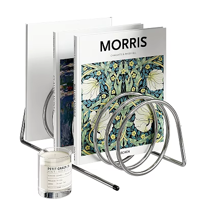 Morris Design Books With Colorful Floral Patterns On Metal Book Stand 3d model