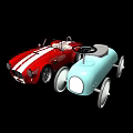 Vintage Toy Cars Featuring Red White Stripes And Light Blue Body Design