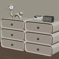 White Entryway Cabinet Sideboard With Multiple Drawers Wooden Knobs And Decorative Items