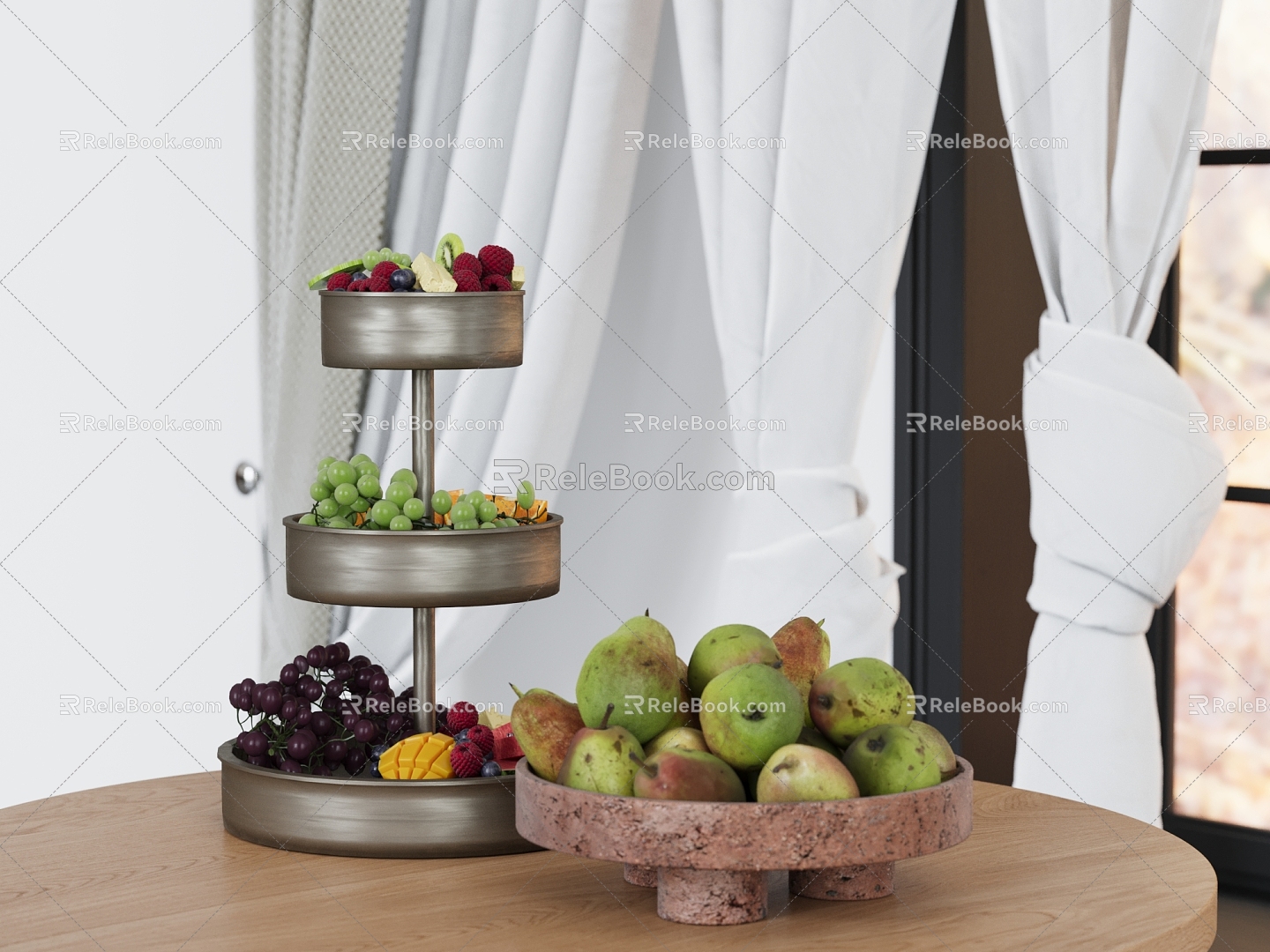 Modern wine fruit ornaments fruit plate fruit platter mango 3d model