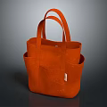 Orange Canvas Tote Bag With Multiple Side Pockets And Hand Straps 3d model