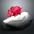 Vibrant Red Dragon Perched On White Stone With Sharp Claws And Horns 3d model