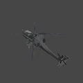 Gray Armed Military Helicopter Flying with Rotors and Weapons in Mid Air