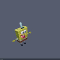 SpongeBob SquarePants Character With Big Eyes Open Arms Brown Shorts Red Tie And Blue Hat