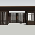 Modern Chinese Entrance Gate Design With Wooden Roof Grilles And Glass Doors