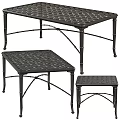 Classic Black Cast Iron Dining Table With Lattice Top And Bamboo Style Legs
